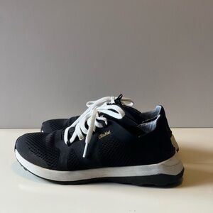 OluKai Huia Black and White Athletic Shoes- modified laces